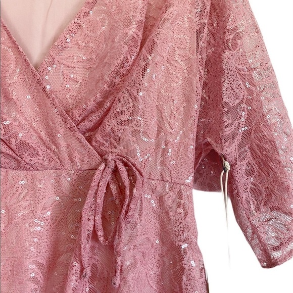 NWT TULAROSA Autumn Dress Lace Sequin Dusty Rose M - Picture 9 of 12
